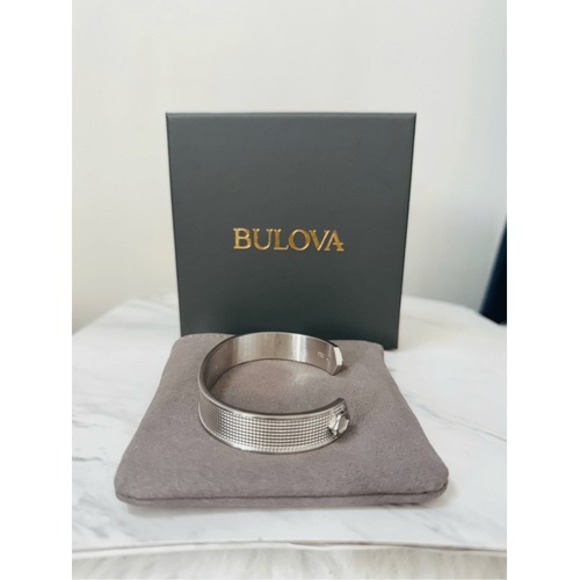Bulova‎ Precisionist Open Cuff Bracelet, Knurled Texture Design, Silver, NWT - Picture 2 of 16